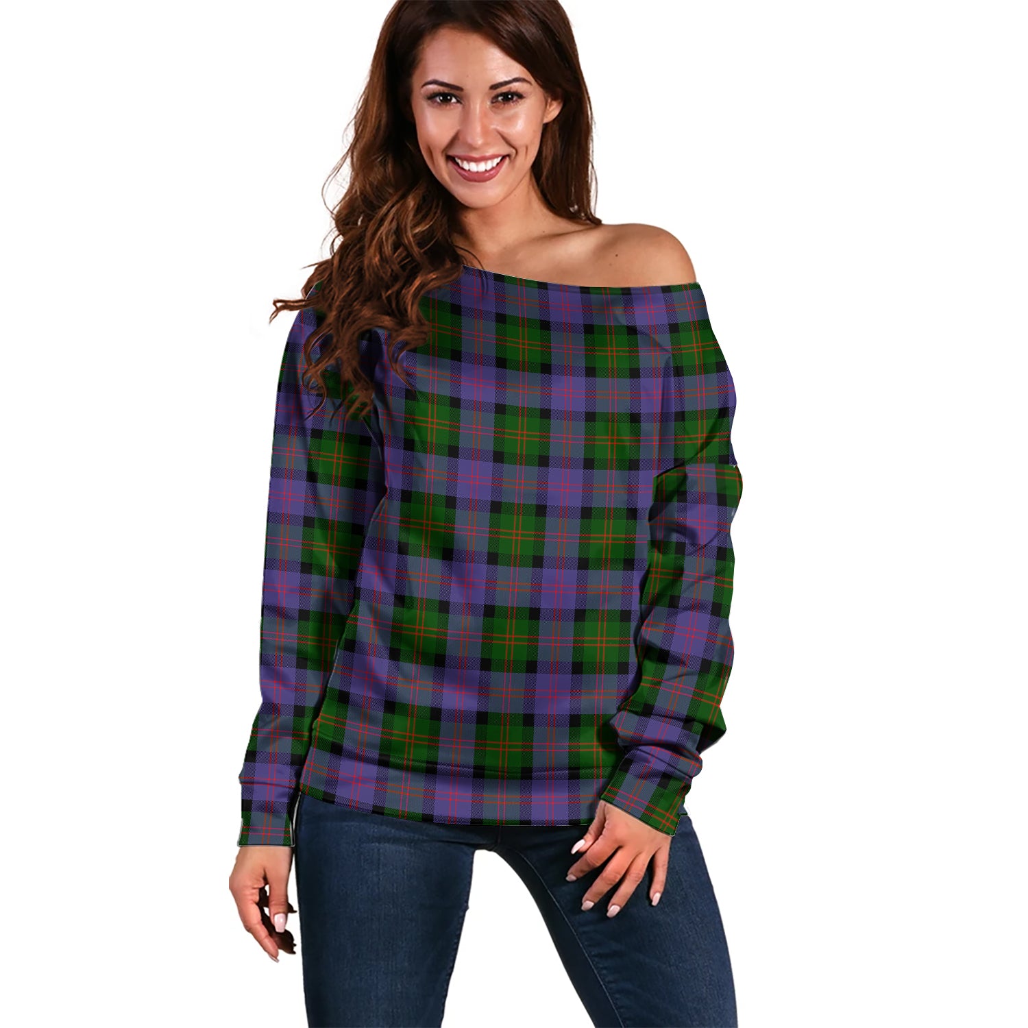 Blair Modern Tartan Off Shoulder Women Sweater Women - Tartanvibesclothing