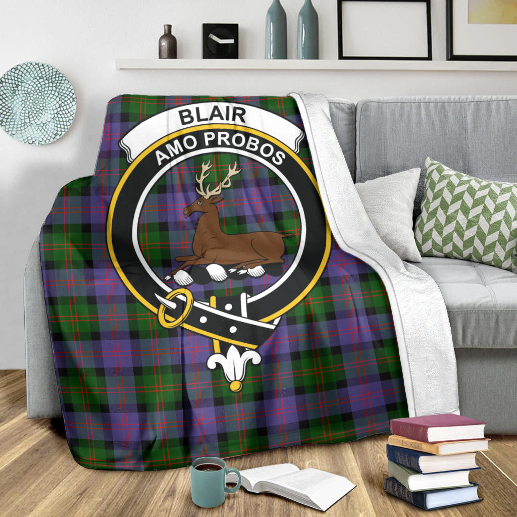 Blair Modern Tartan Blanket with Family Crest X-Large 59 x 79 inches 150 x 200 cm - Tartan Vibes Clothing