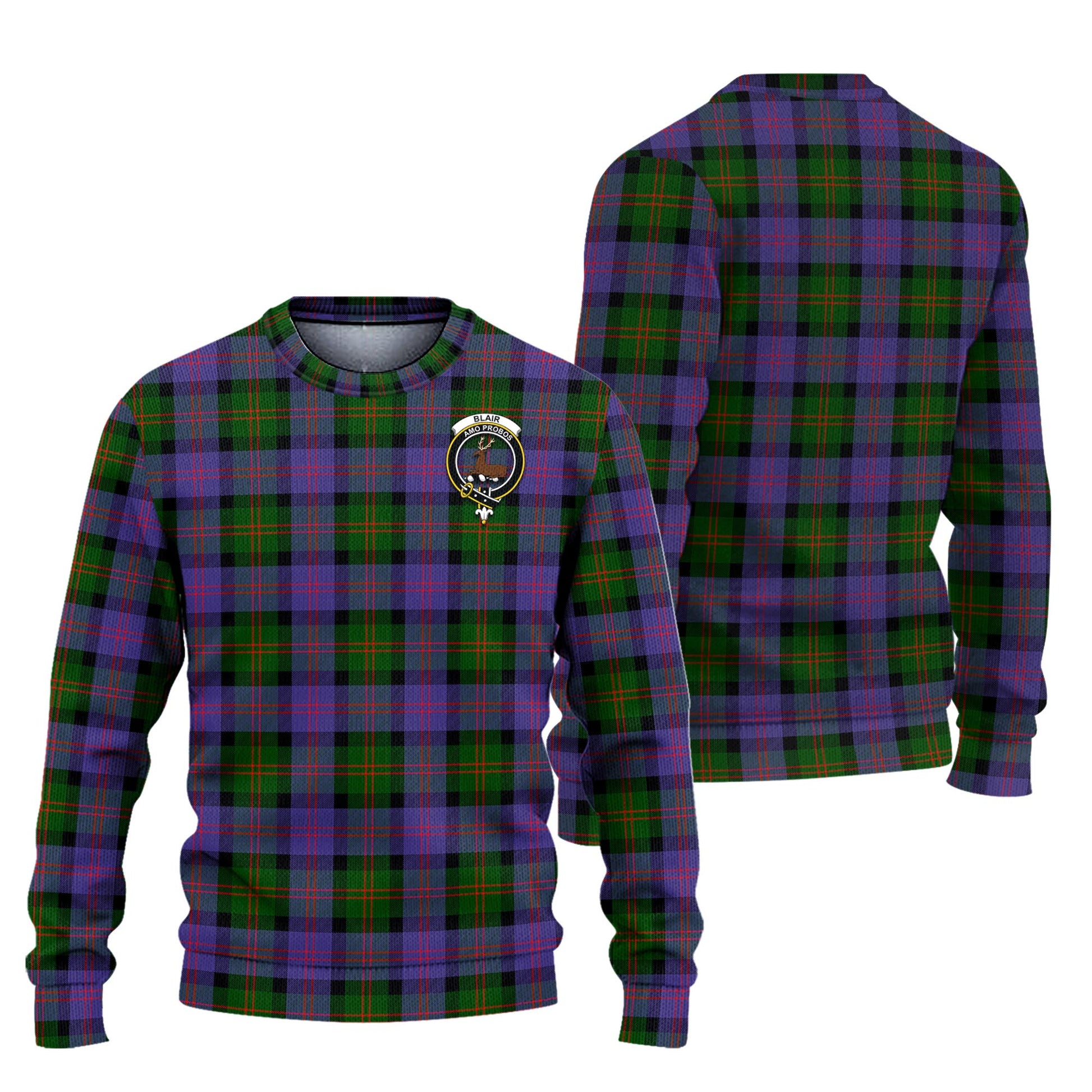 Blair Modern Tartan Knitted Sweater with Family Crest Unisex - Tartanvibesclothing