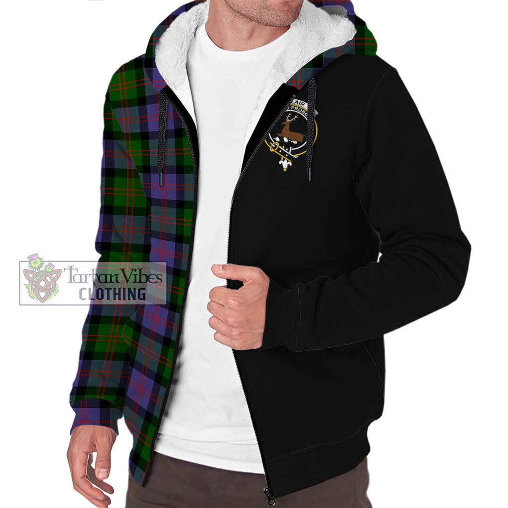 Blair Modern Tartan Sherpa Hoodie with Family Crest and Half Of Me Style Unisex S - Tartanvibesclothing Shop