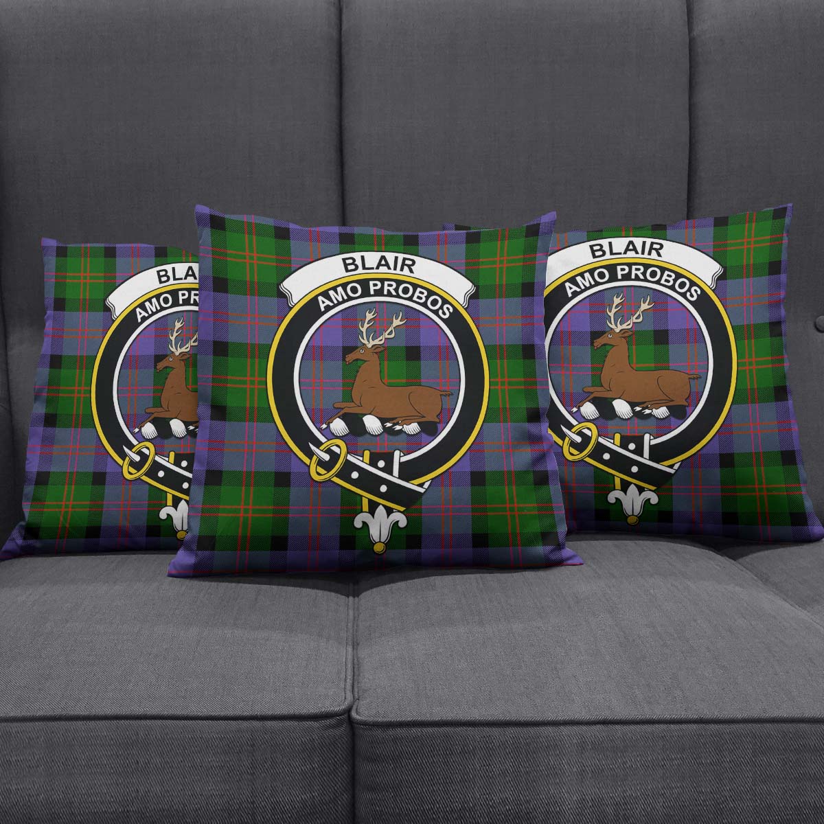 Blair Modern Tartan Pillow Cover with Family Crest Square Pillow Cover - Tartanvibesclothing