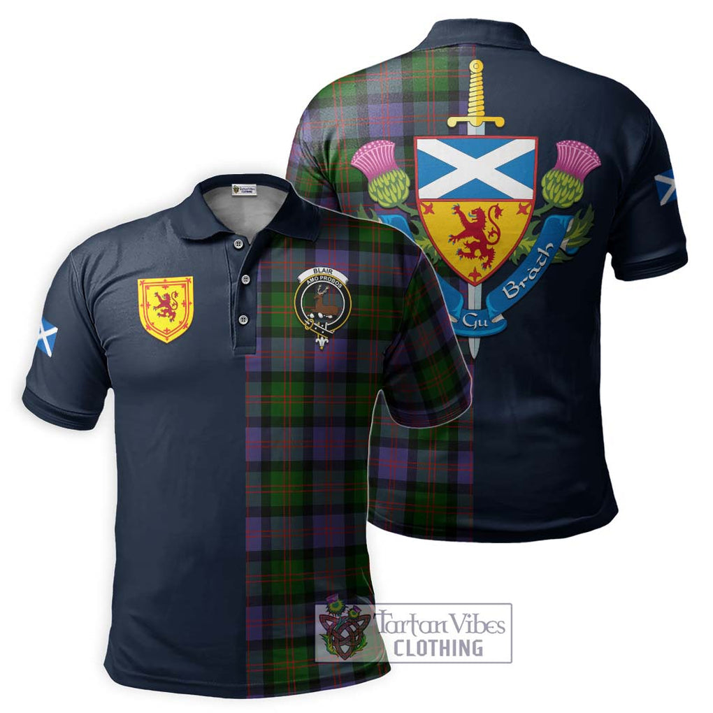 Tartan Vibes Clothing Blair Modern Tartan Polo Shirt with Scottish Lion Royal Arm Half Style