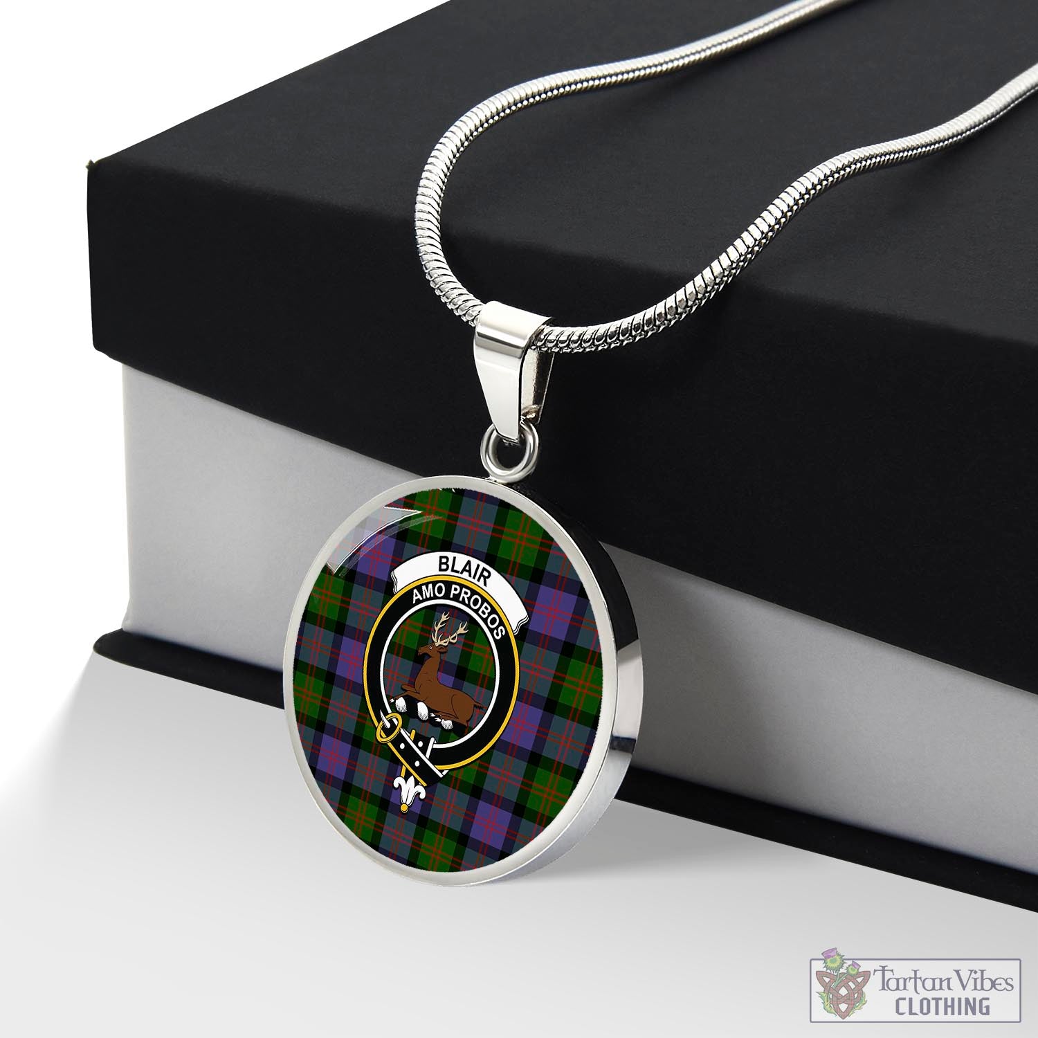 Tartan Vibes Clothing Blair Modern Tartan Circle Necklace with Family Crest