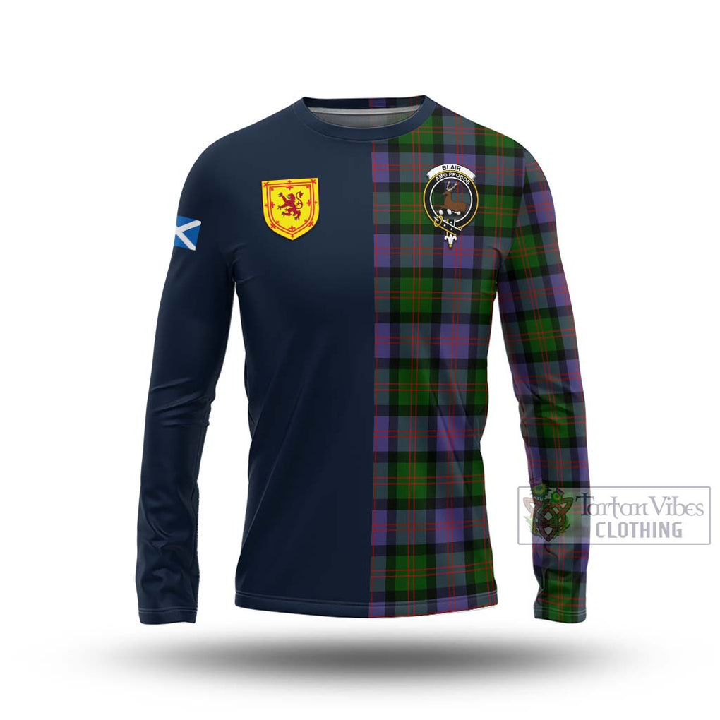 Tartan Vibes Clothing Blair Modern Tartan Long Sleeve T-Shirt with Scottish Lion Royal Arm Half Style