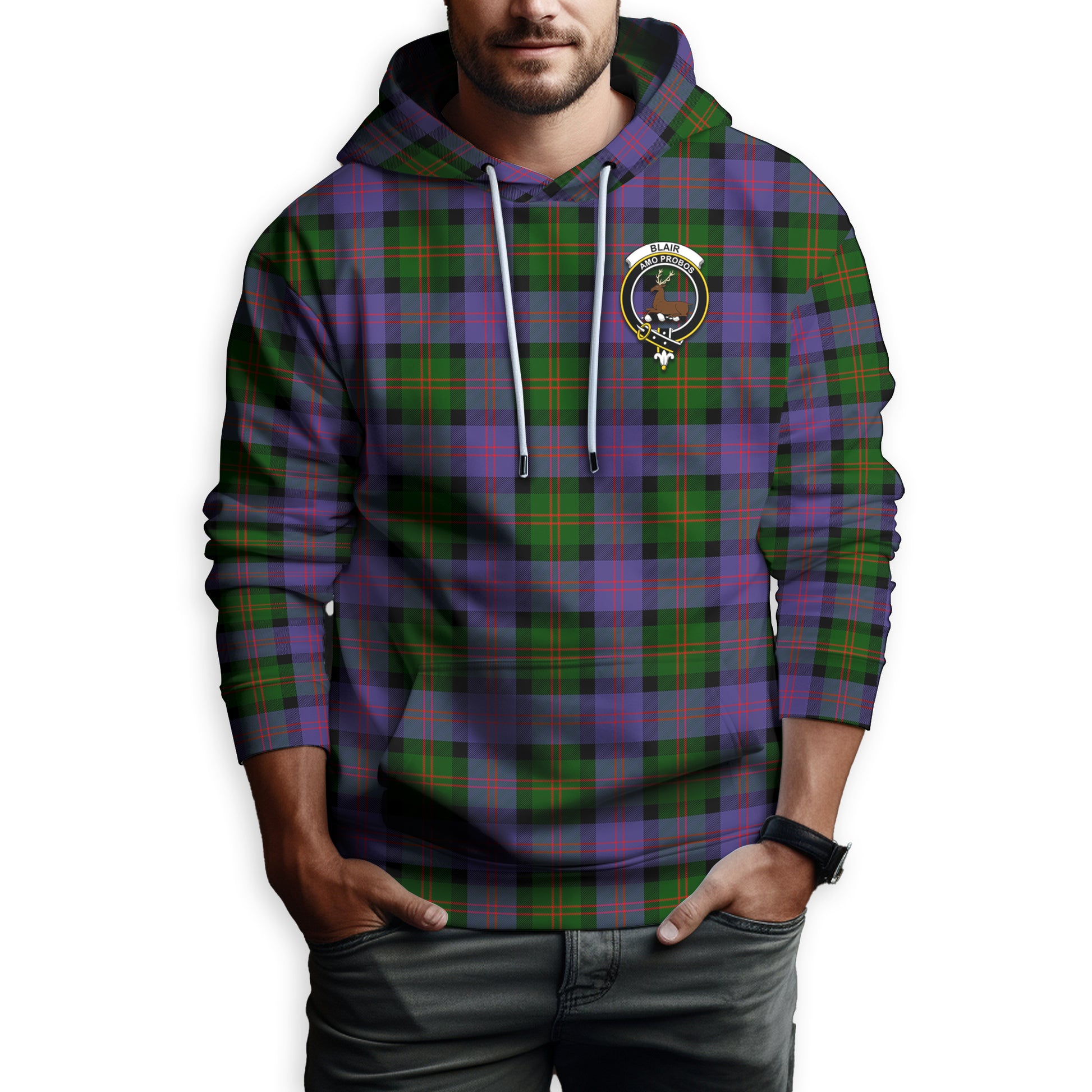 Blair Modern Tartan Hoodie with Family Crest - Tartanvibesclothing