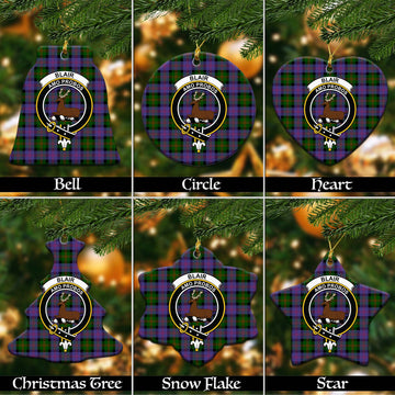 Blair Modern Tartan Christmas Ceramic Ornaments with Family Crest