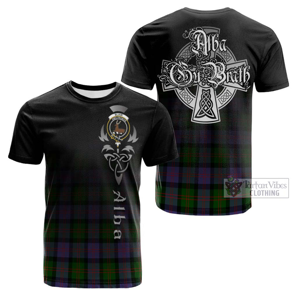 Tartan Vibes Clothing Blair Modern Tartan Cotton T-shirt Featuring Alba Gu Brath Family Crest Celtic Inspired