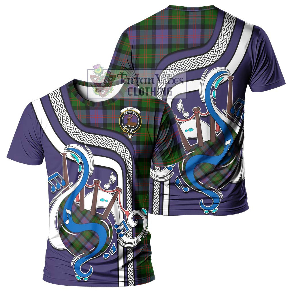 Blair Modern Tartan T-Shirt with Epic Bagpipe Style - Tartanvibesclothing Shop