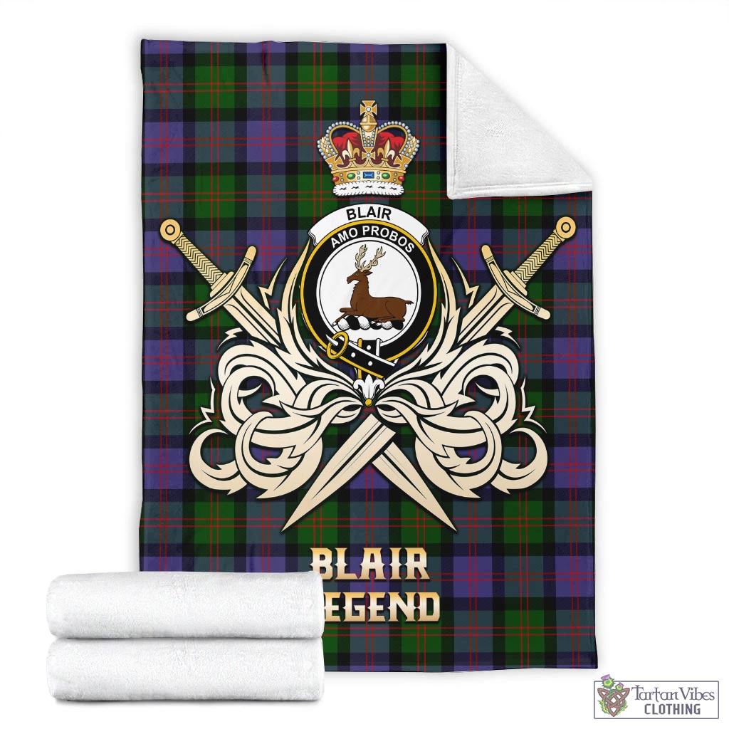 Tartan Vibes Clothing Blair Modern Tartan Blanket with Clan Crest and the Golden Sword of Courageous Legacy