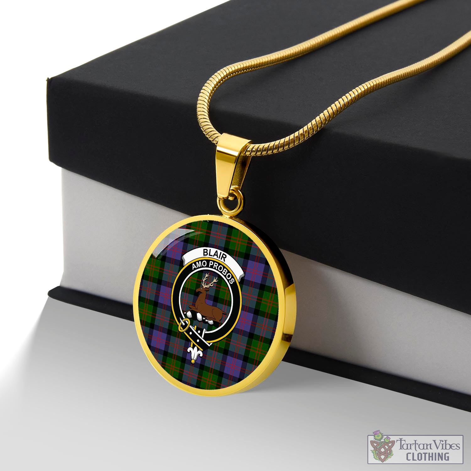 Tartan Vibes Clothing Blair Modern Tartan Circle Necklace with Family Crest