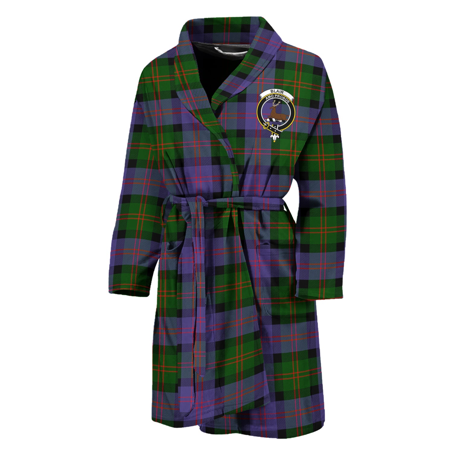 Blair Modern Tartan Bathrobe with Family Crest Unisex M - Tartan Vibes Clothing