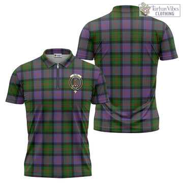 Blair Modern Tartan Zipper Polo Shirt with Family Crest