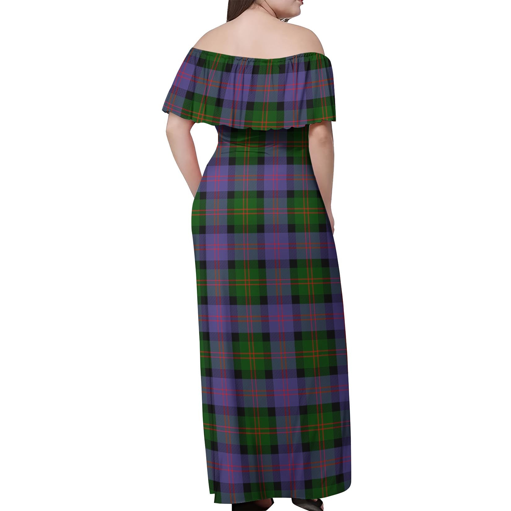 Blair Modern Tartan Off Shoulder Long Dress - Tartanvibesclothing