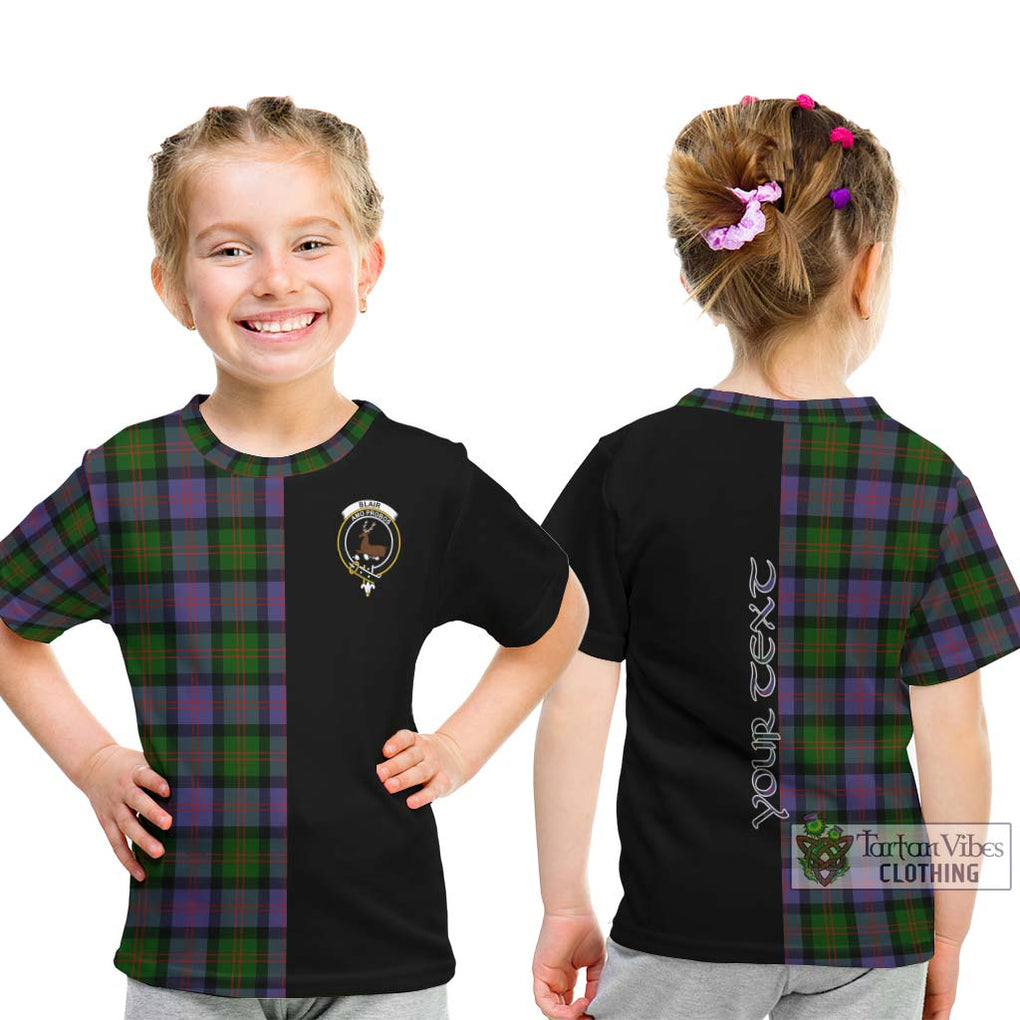 Blair Modern Tartan Kid T-Shirt with Family Crest and Half Of Me Style - Tartanvibesclothing Shop