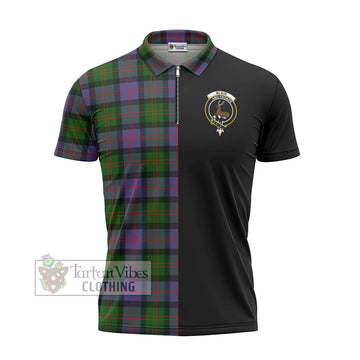 Blair Modern Tartan Zipper Polo Shirt with Family Crest and Half Of Me Style