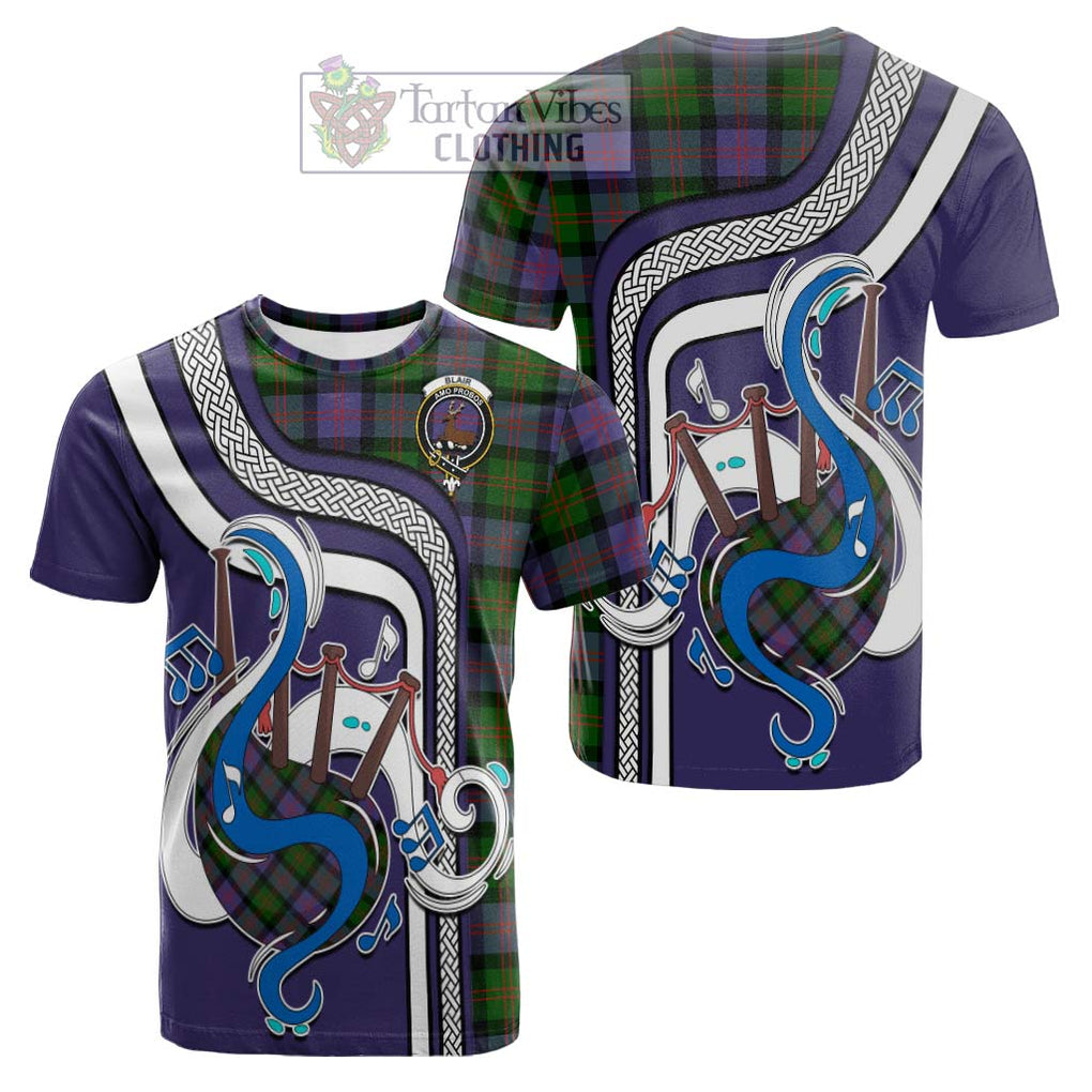 Tartan Vibes Clothing Blair Modern Tartan Cotton T-shirt with Epic Bagpipe Style