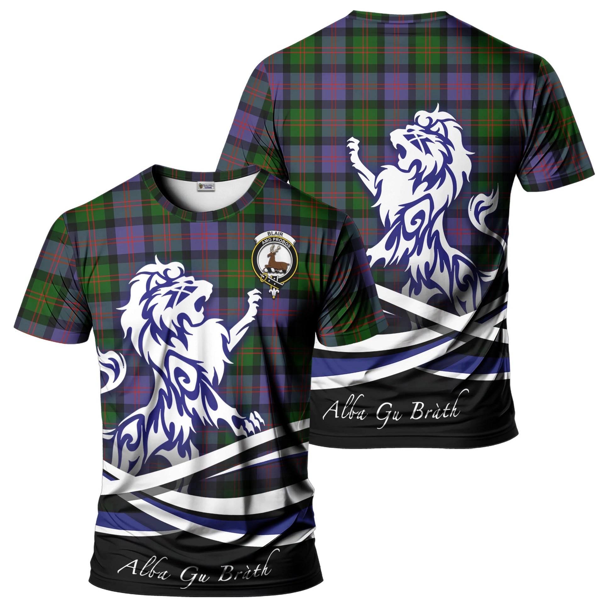 blair-modern-tartan-t-shirt-with-alba-gu-brath-regal-lion-emblem