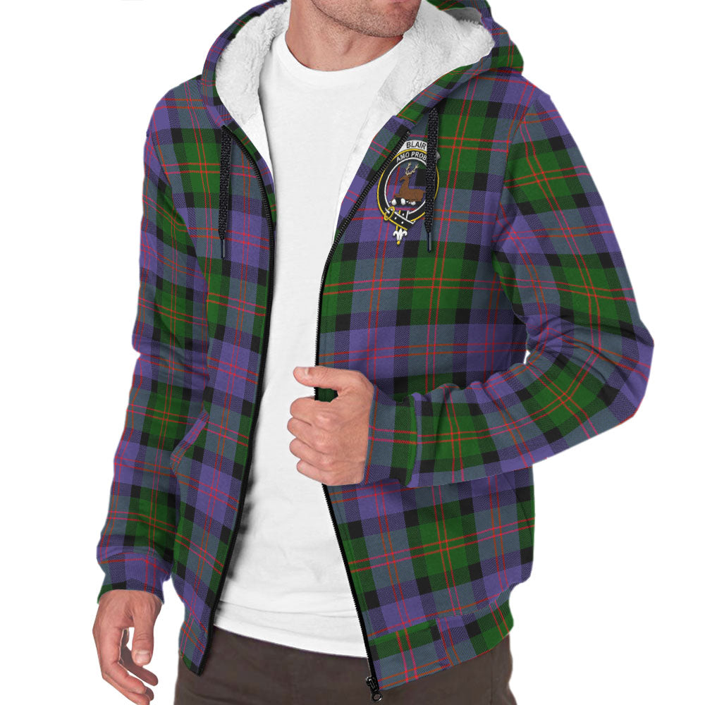 Blair Modern Tartan Sherpa Hoodie with Family Crest - Tartanvibesclothing