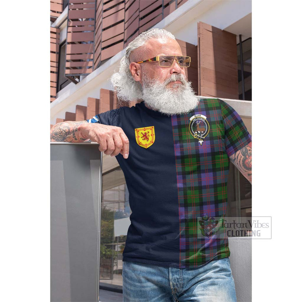 Tartan Vibes Clothing Blair Modern Tartan Cotton T-shirt with Scottish Lion Royal Arm Half Style