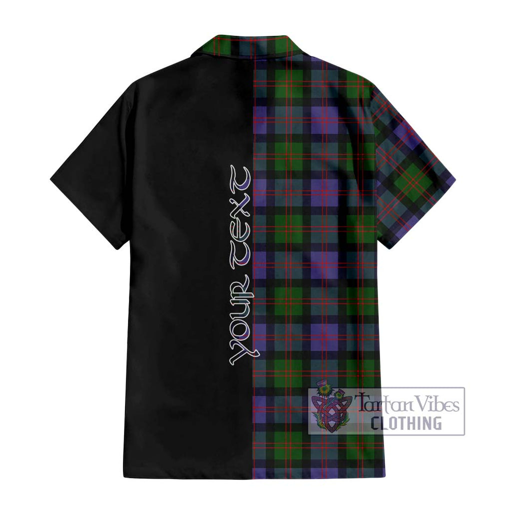 Blair Modern Tartan Short Sleeve Button Shirt with Family Crest and Half Of Me Style - Tartanvibesclothing Shop