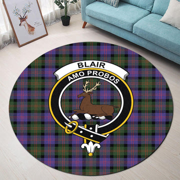 Blair Modern Tartan Round Rug with Family Crest