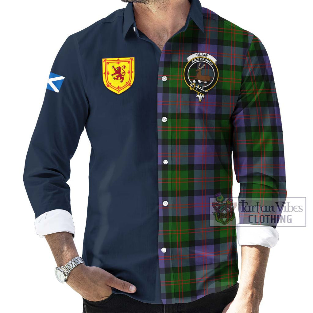 Tartan Vibes Clothing Blair Modern Tartan Long Sleeve Button Shirt with Scottish Lion Royal Arm Half Style