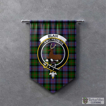 Blair Modern Tartan Gonfalon, Tartan Banner with Family Crest