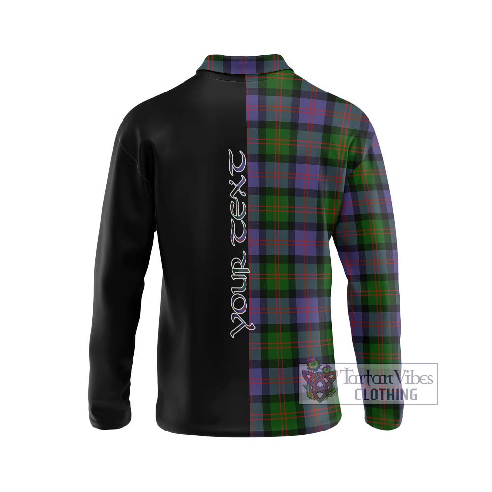 Blair Modern Tartan Long Sleeve Polo Shirt with Family Crest and Half Of Me Style - Tartanvibesclothing Shop