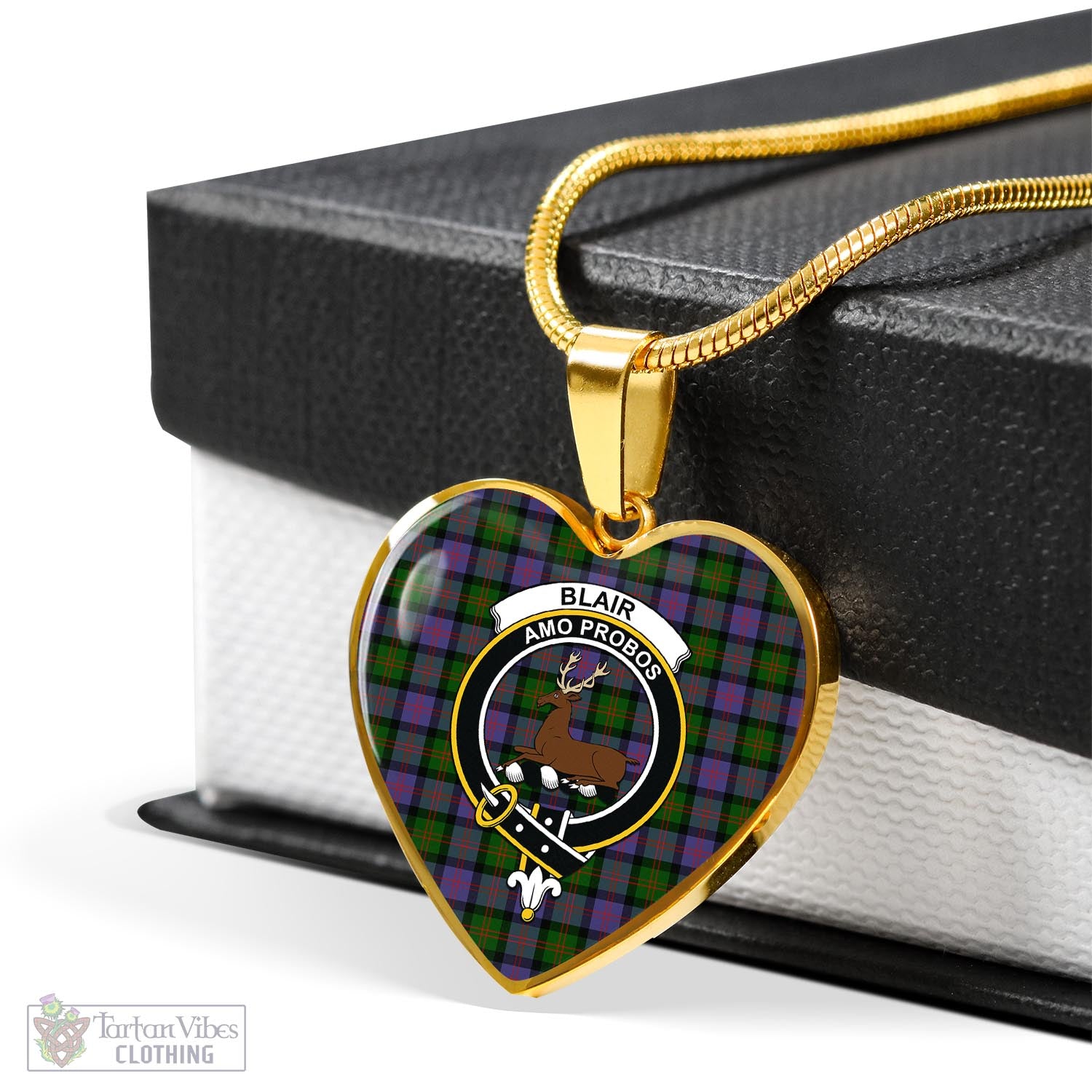 Tartan Vibes Clothing Blair Modern Tartan Heart Necklace with Family Crest