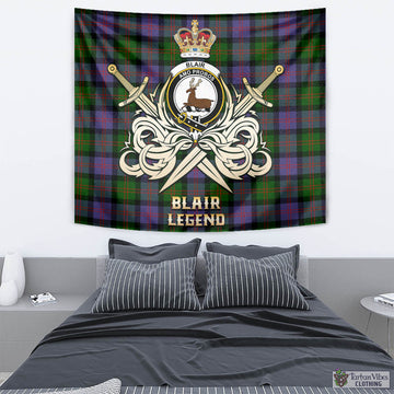 Blair Modern Tartan Tapestry with Clan Crest and the Golden Sword of Courageous Legacy