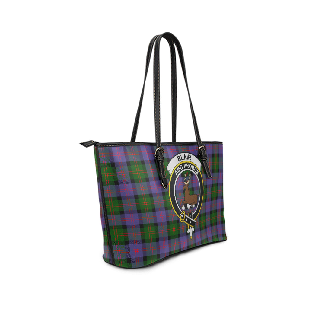 Blair Modern Tartan Leather Tote Bag with Family Crest - Tartanvibesclothing