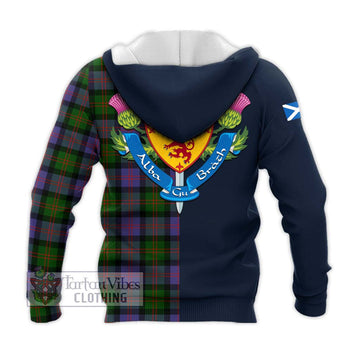 Blair Modern Tartan Knitted Hoodie Alba with Scottish Lion Royal Arm Half Style