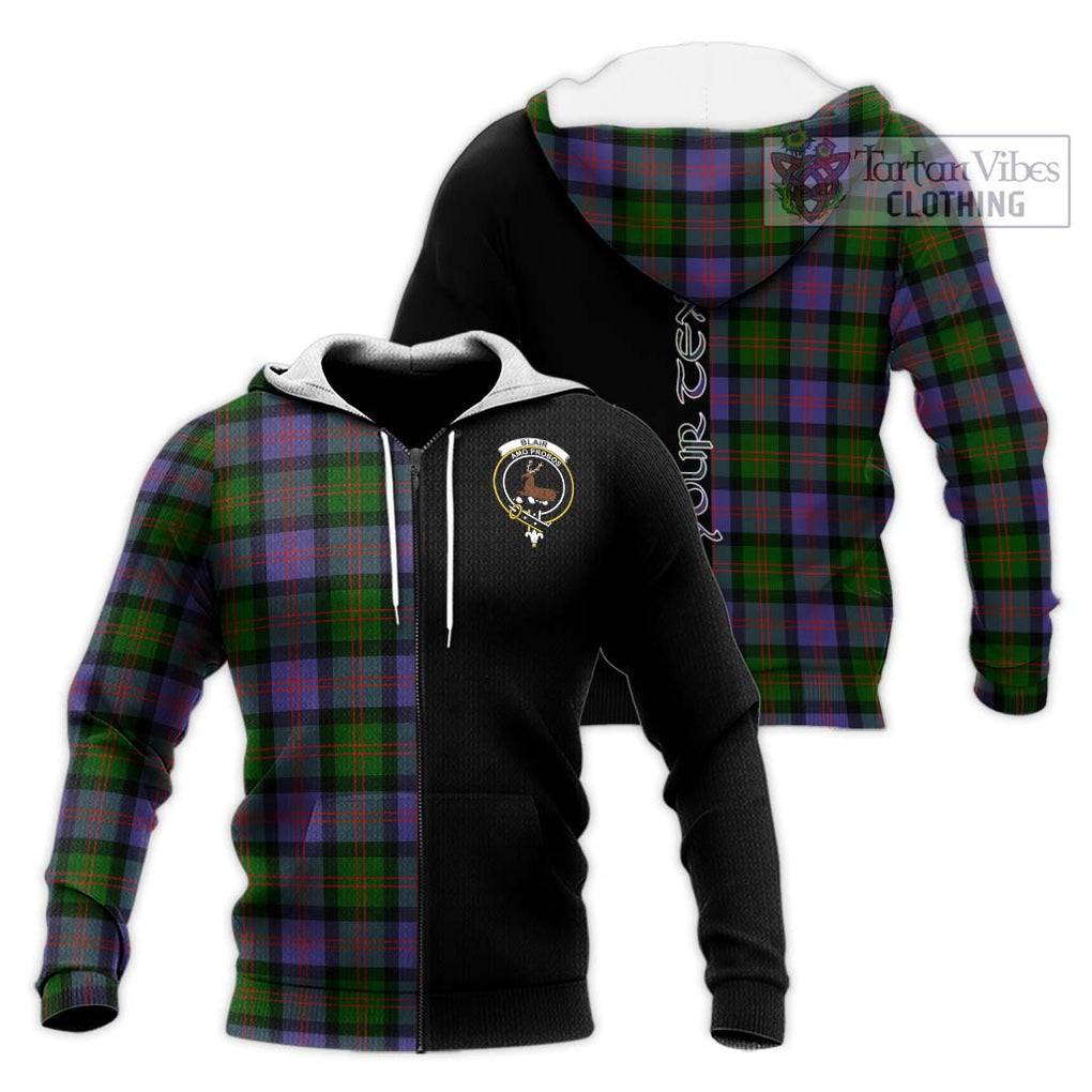 Blair Modern Tartan Knitted Hoodie with Family Crest and Half Of Me Style Unisex Knitted Zip Hoodie - Tartanvibesclothing Shop