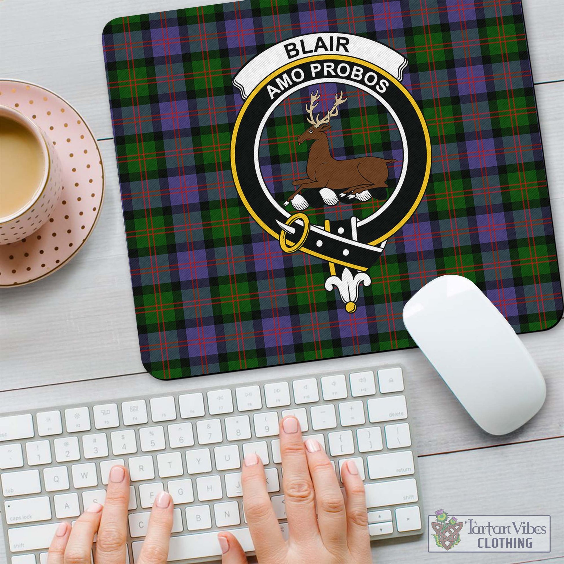 Tartan Vibes Clothing Blair Modern Tartan Mouse Pad with Family Crest