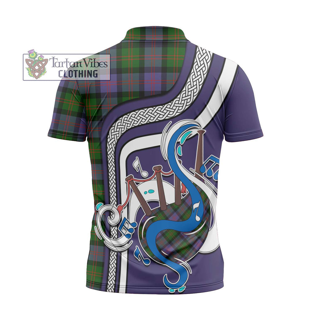 Blair Modern Tartan Zipper Polo Shirt with Epic Bagpipe Style - Tartanvibesclothing Shop