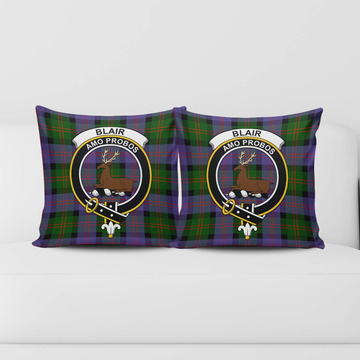 Blair Modern Tartan Pillow Cover with Family Crest - Tartanvibesclothing