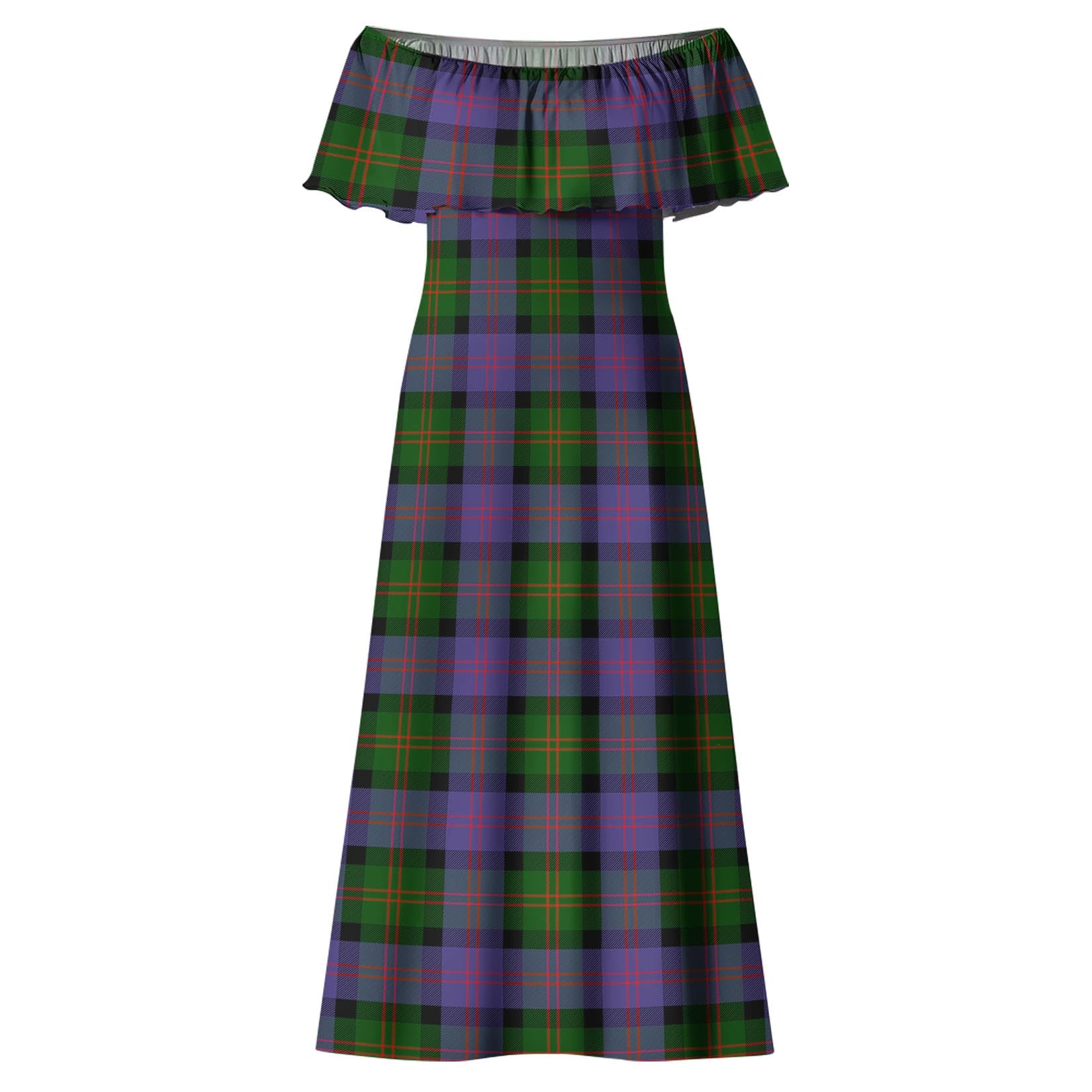 Blair Modern Tartan Off Shoulder Long Dress - Tartanvibesclothing