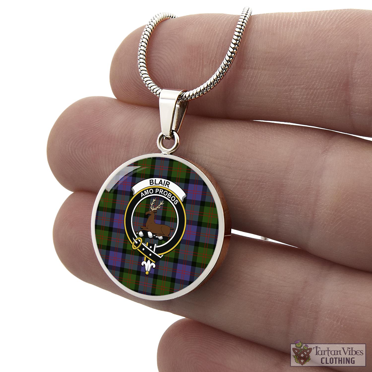 Tartan Vibes Clothing Blair Modern Tartan Circle Necklace with Family Crest