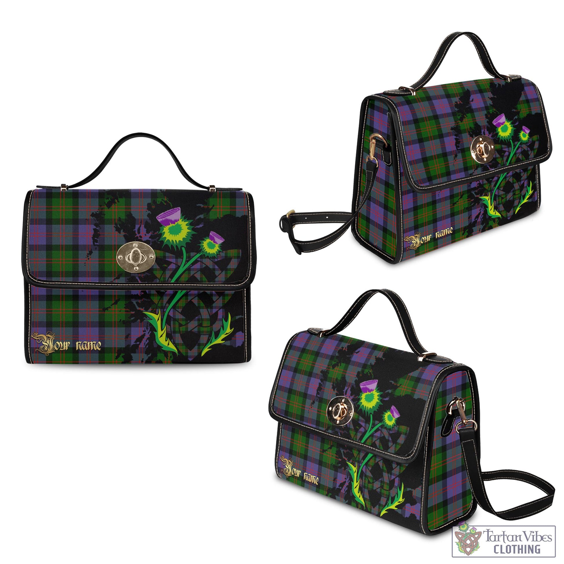 Tartan Vibes Clothing Blair Modern Tartan Waterproof Canvas Bag with Scotland Map and Thistle Celtic Accents