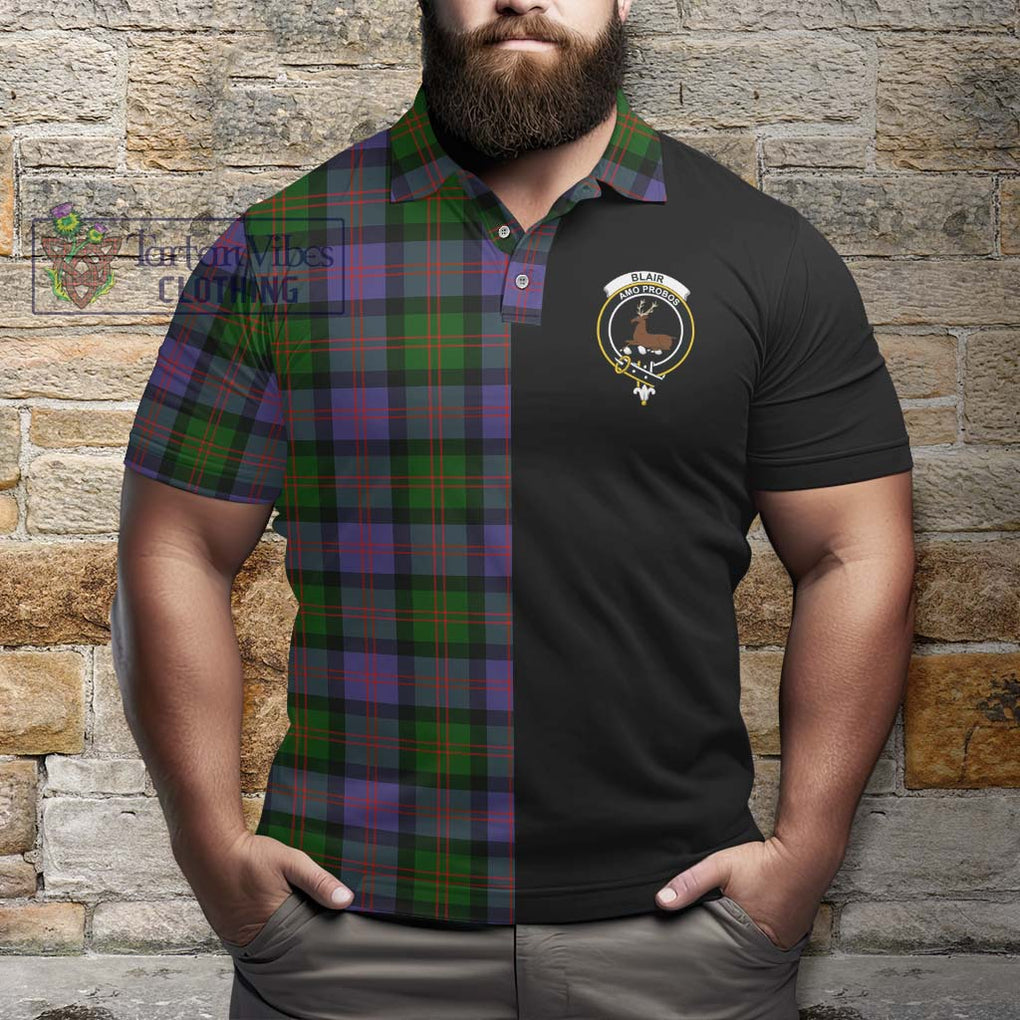 Blair Modern Tartan Polo Shirt with Family Crest and Half Of Me Style - Tartanvibesclothing Shop