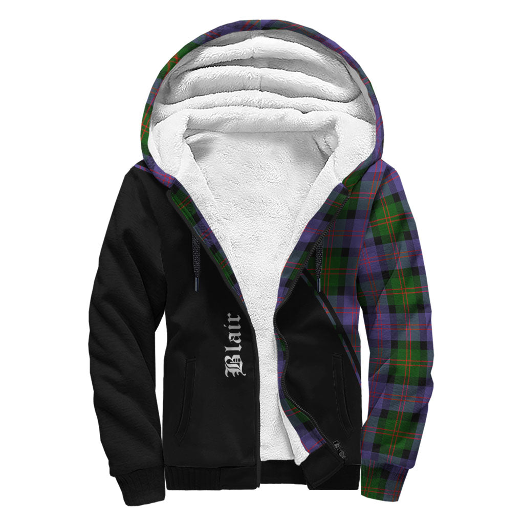 Blair Modern Tartan Sherpa Hoodie with Family Crest Curve Style - Tartanvibesclothing