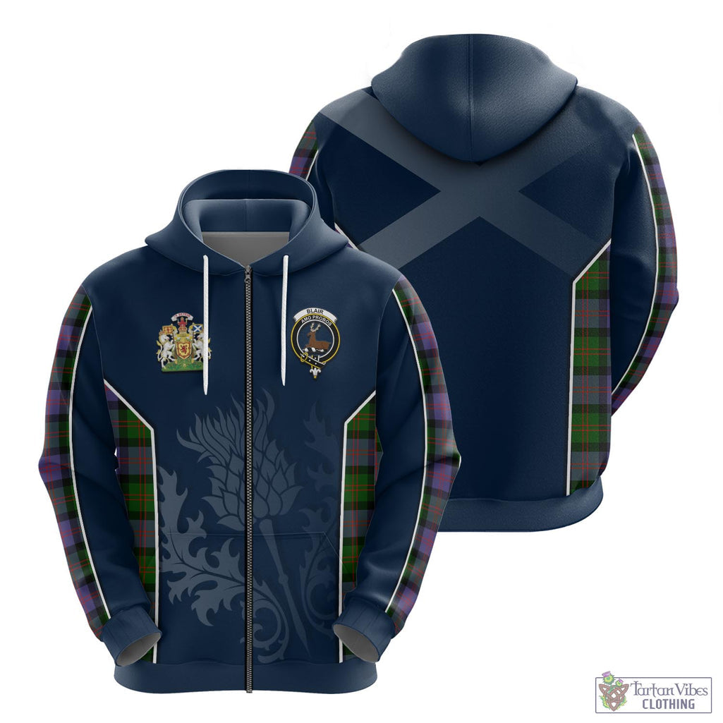 Tartan Vibes Clothing Blair Modern Tartan Hoodie with Family Crest and Scottish Thistle Vibes Sport Style