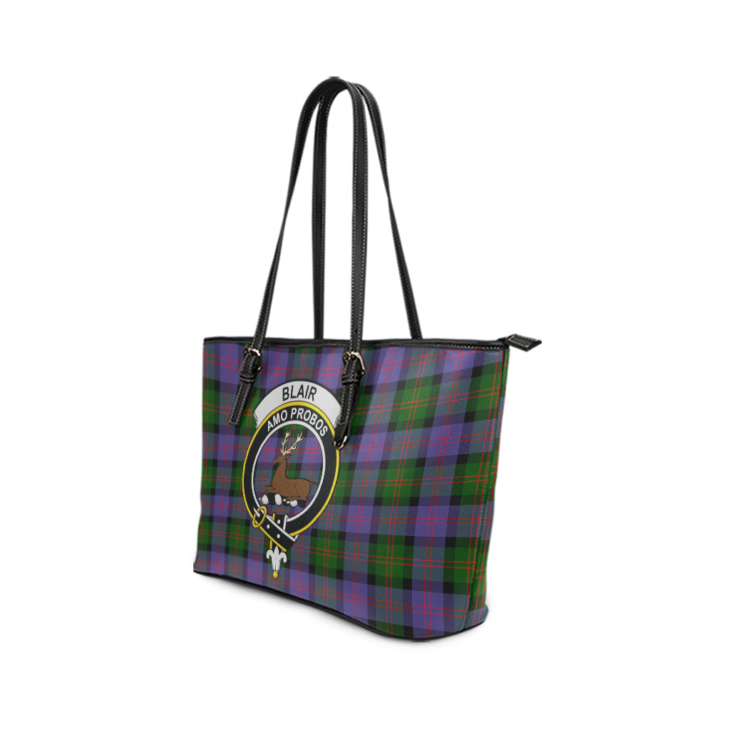 Blair Modern Tartan Leather Tote Bag with Family Crest - Tartanvibesclothing