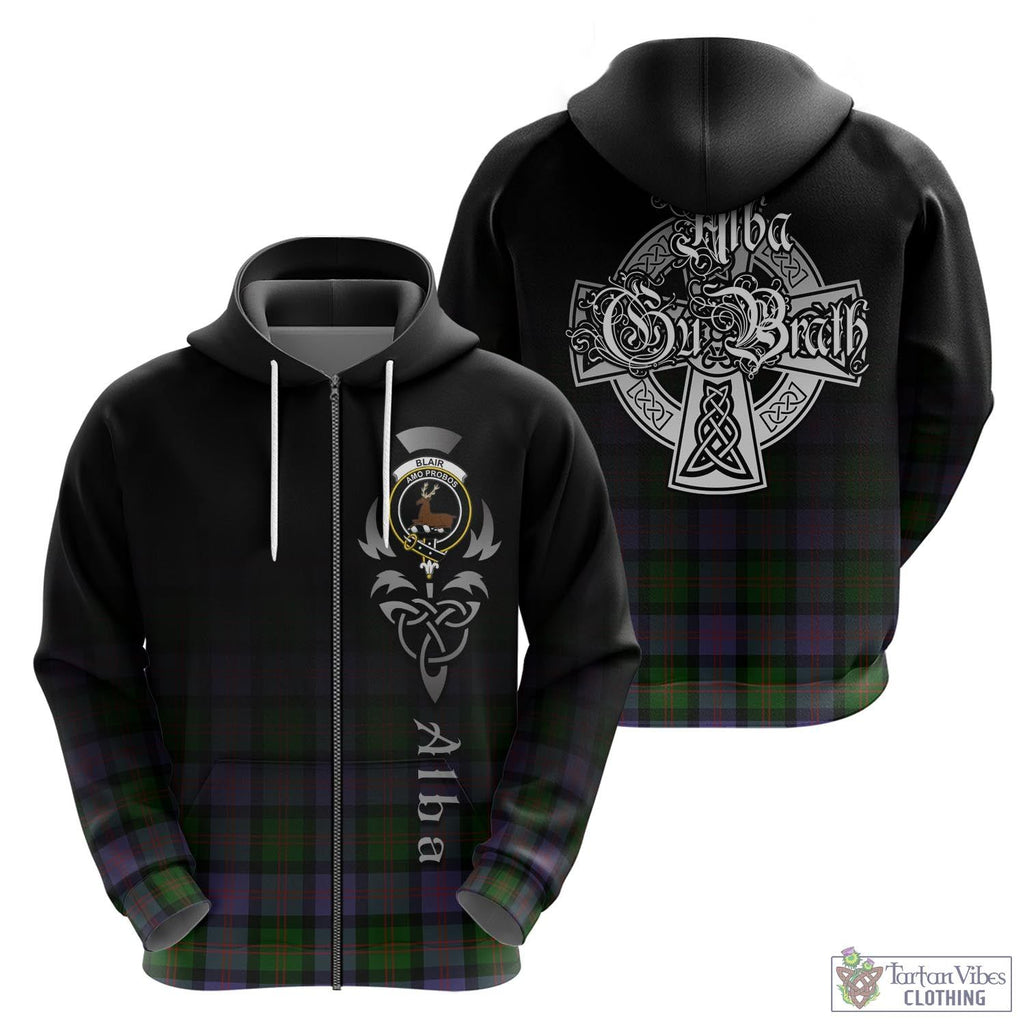 Tartan Vibes Clothing Blair Modern Tartan Hoodie Featuring Alba Gu Brath Family Crest Celtic Inspired