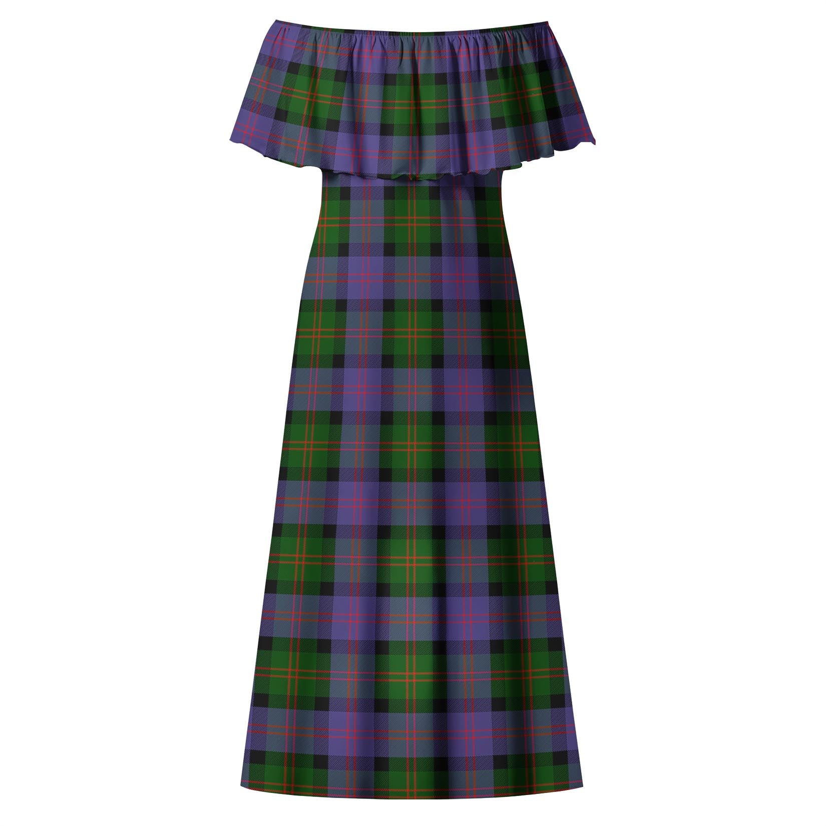 Blair Modern Tartan Off Shoulder Long Dress - Tartanvibesclothing