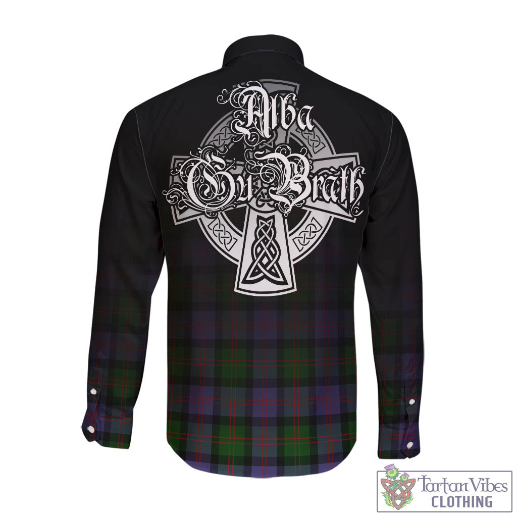 Tartan Vibes Clothing Blair Modern Tartan Long Sleeve Button Up Featuring Alba Gu Brath Family Crest Celtic Inspired