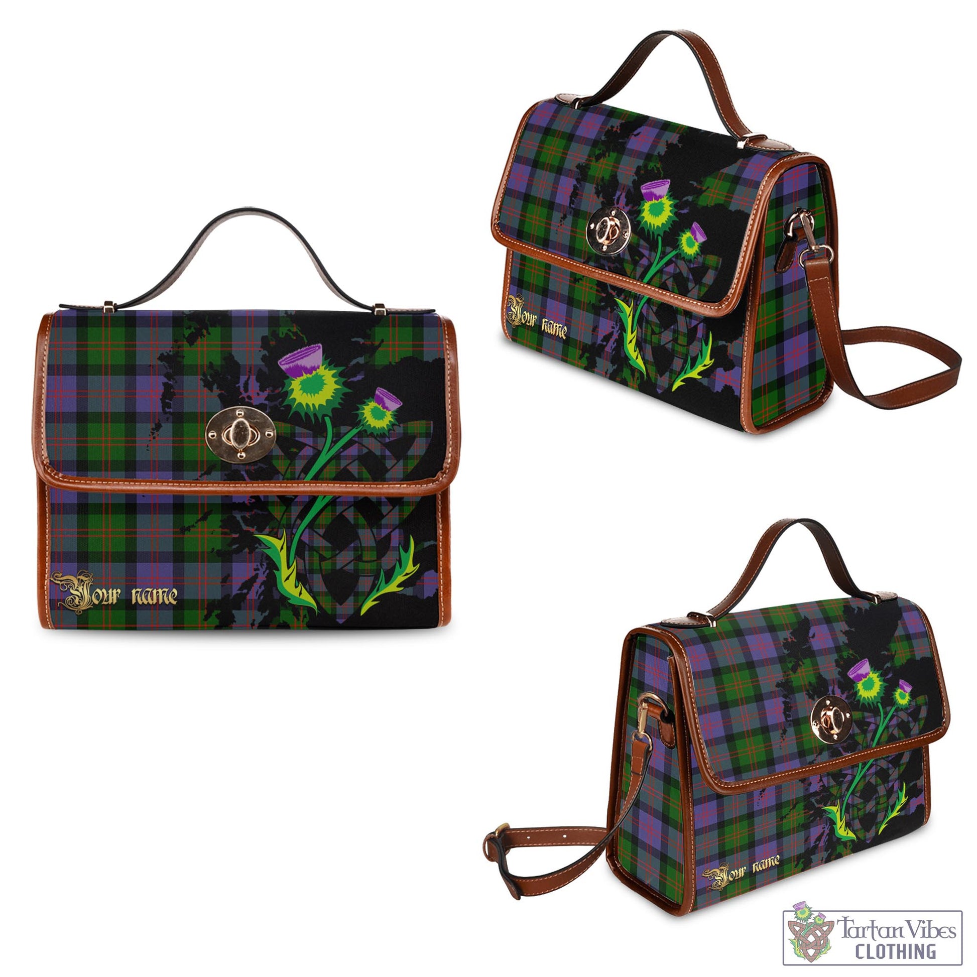 Tartan Vibes Clothing Blair Modern Tartan Waterproof Canvas Bag with Scotland Map and Thistle Celtic Accents