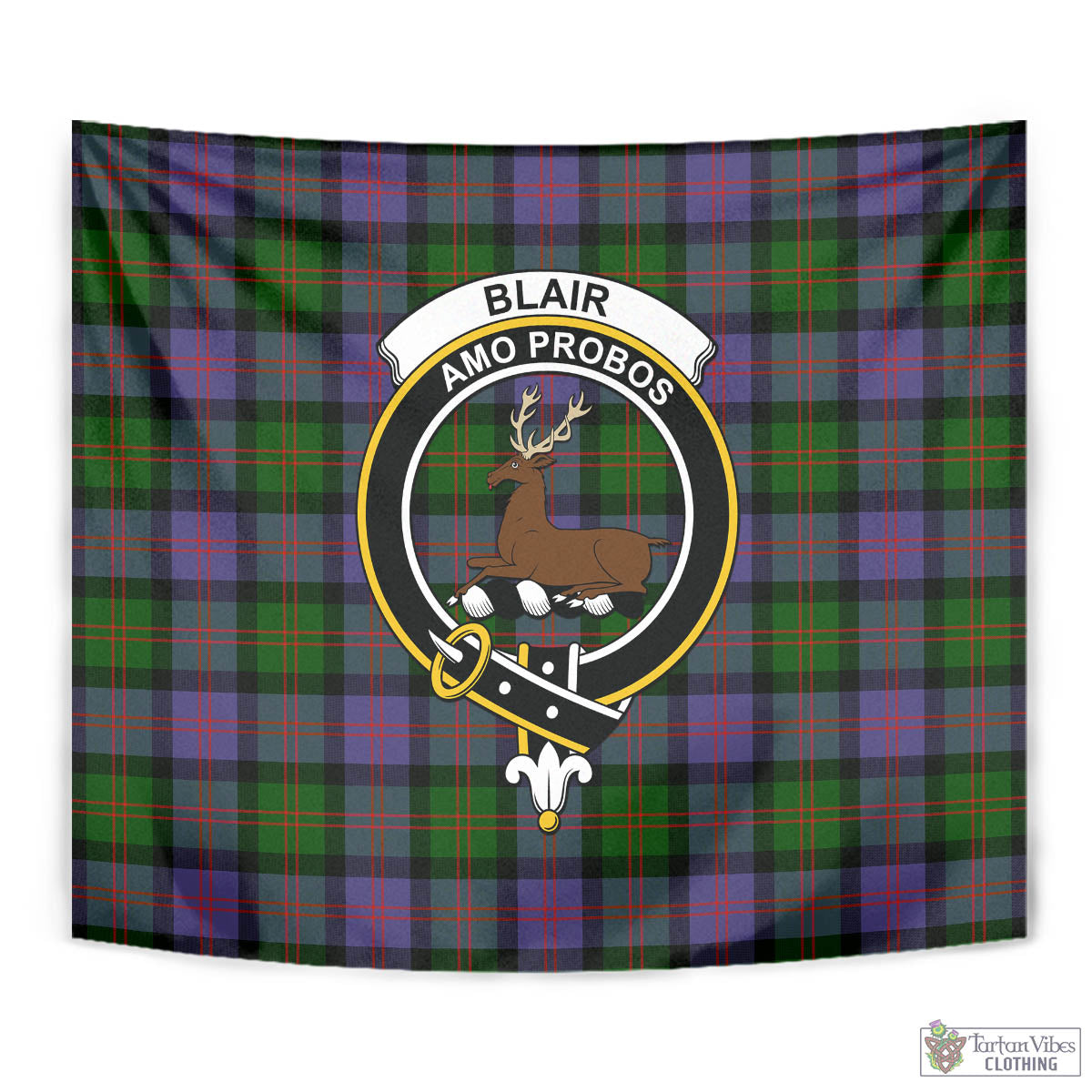 Tartan Vibes Clothing Blair Modern Tartan Tapestry Wall Hanging and Home Decor for Room with Family Crest