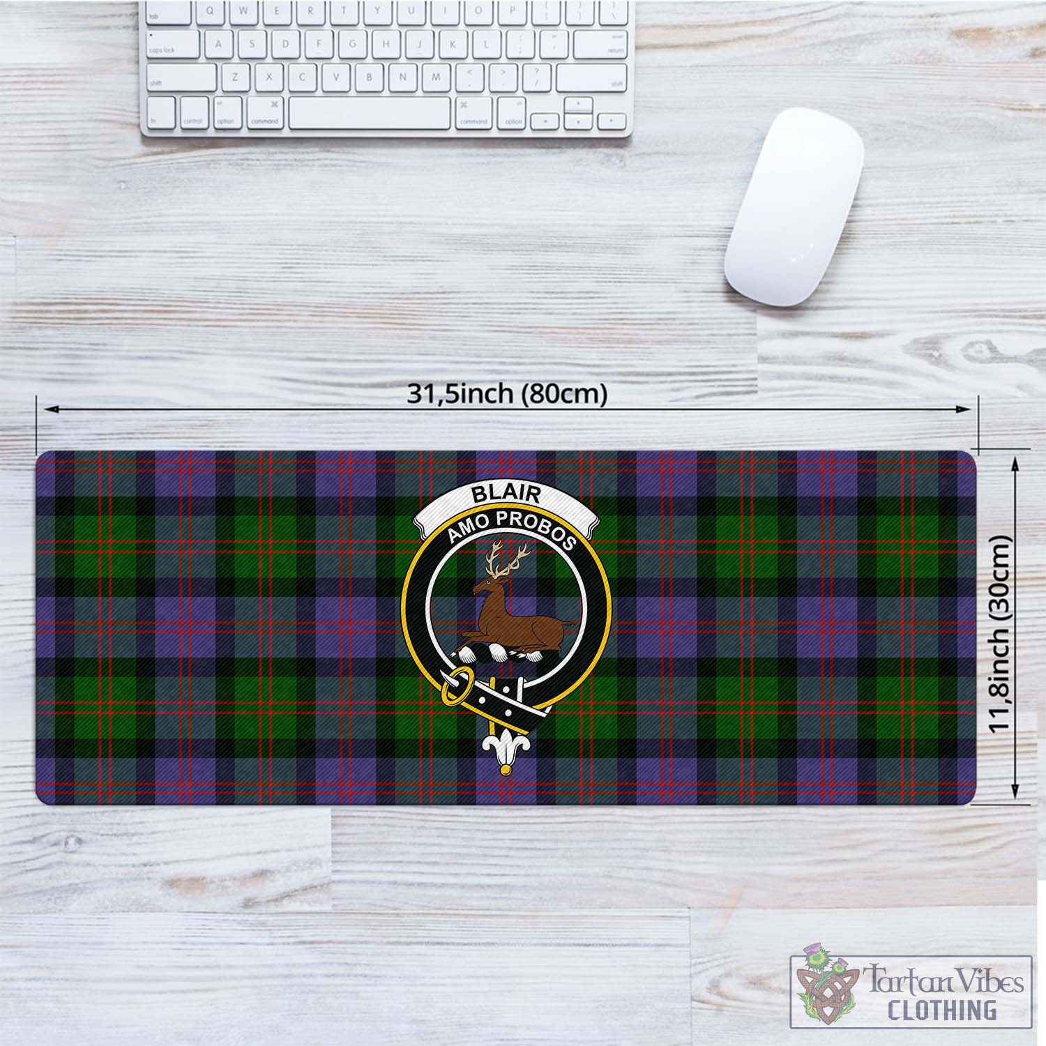 Tartan Vibes Clothing Blair Modern Tartan Mouse Pad with Family Crest