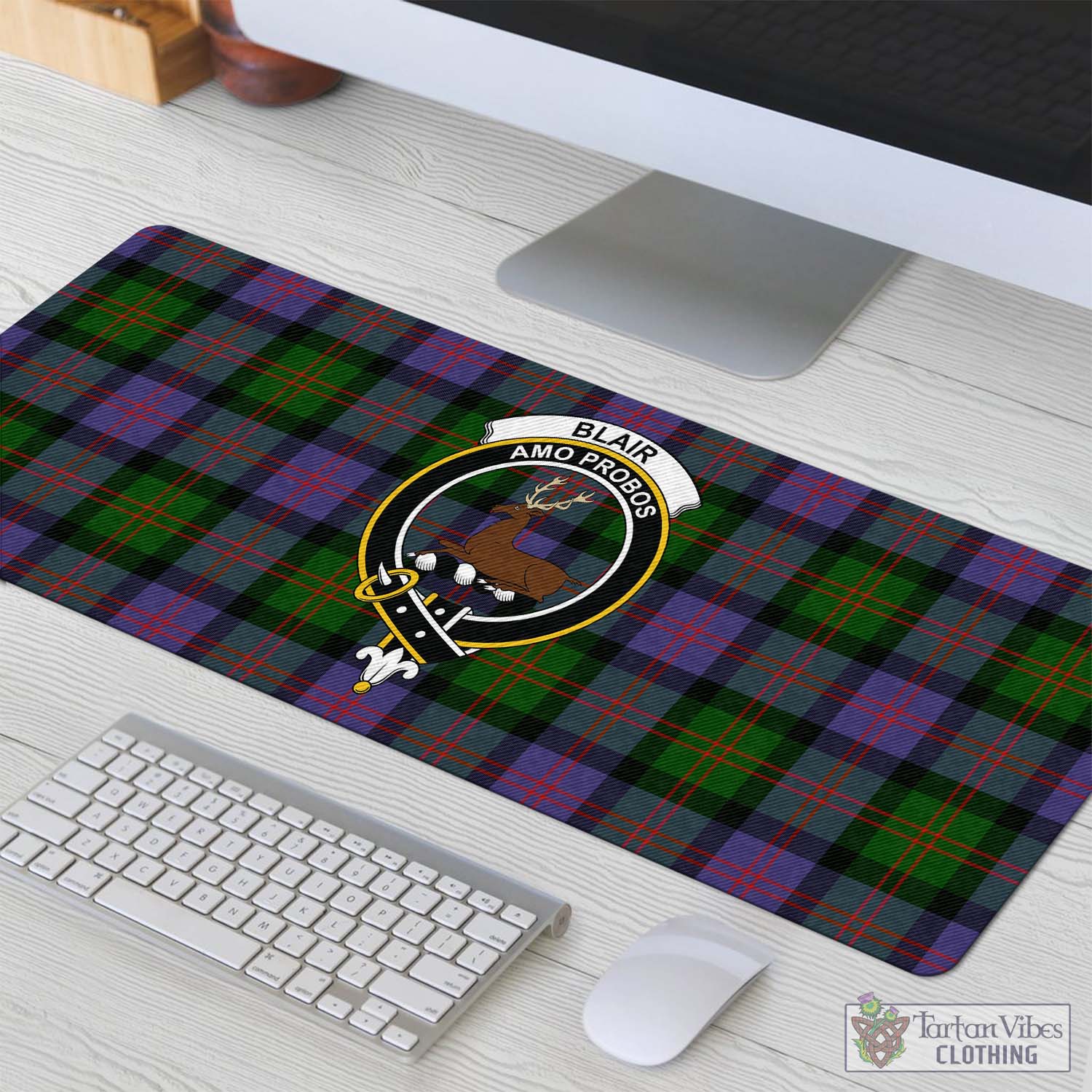 Tartan Vibes Clothing Blair Modern Tartan Mouse Pad with Family Crest